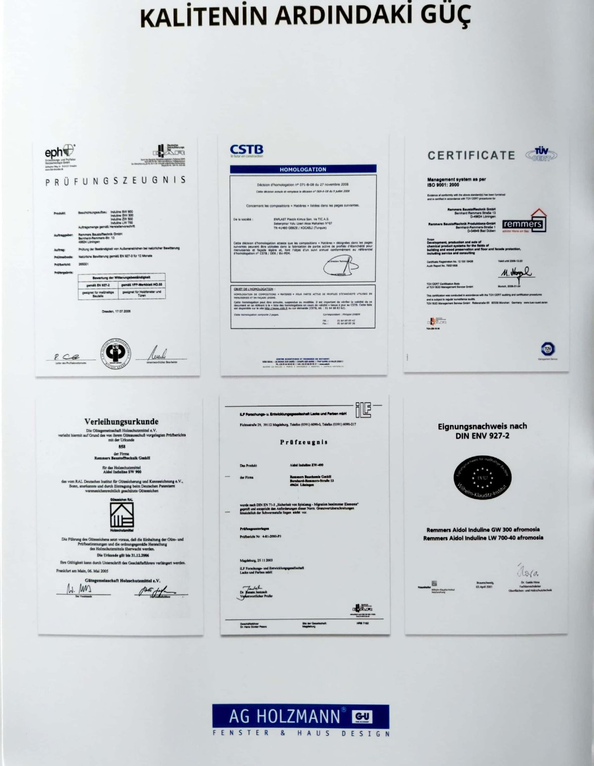 TÜV ve kalite sertifikaları, sayfa 1